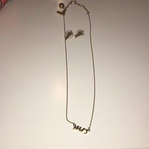 Kate Spade bridal “Mrs” earrings and necklace
